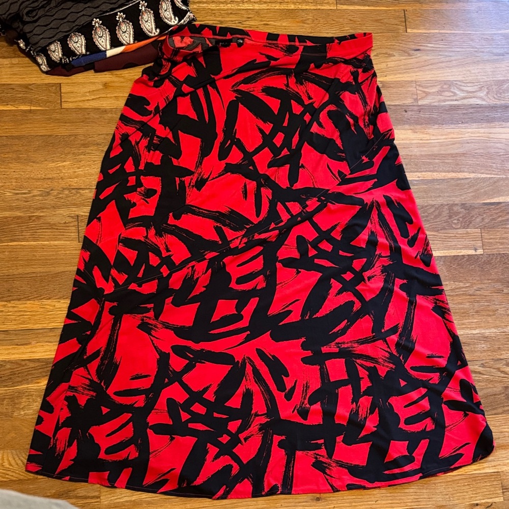 Rafaella Red and Black A-Line Skirt